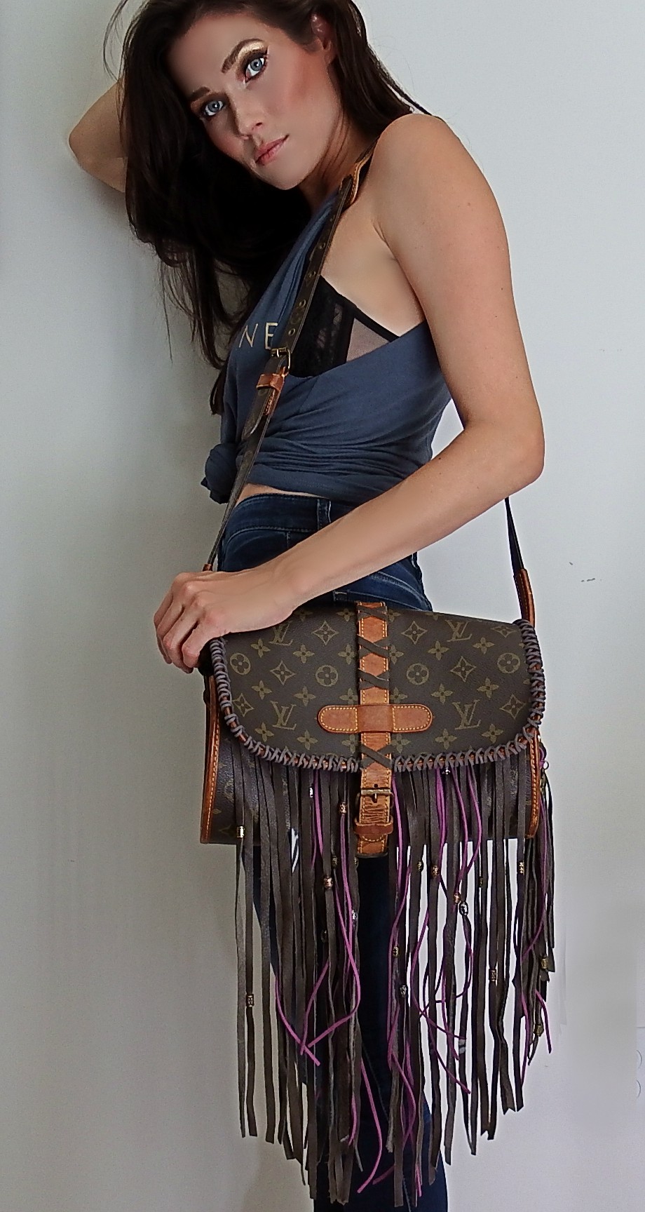 Fringed Louis Vuitton Bucket PM  Upcycled bag, Unique purses, Bags